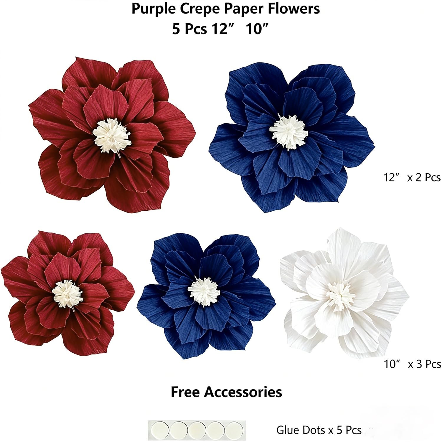 Red Blue White Flowers Artificial 3D Wall Décor Aamerican 250th Anniversary D…