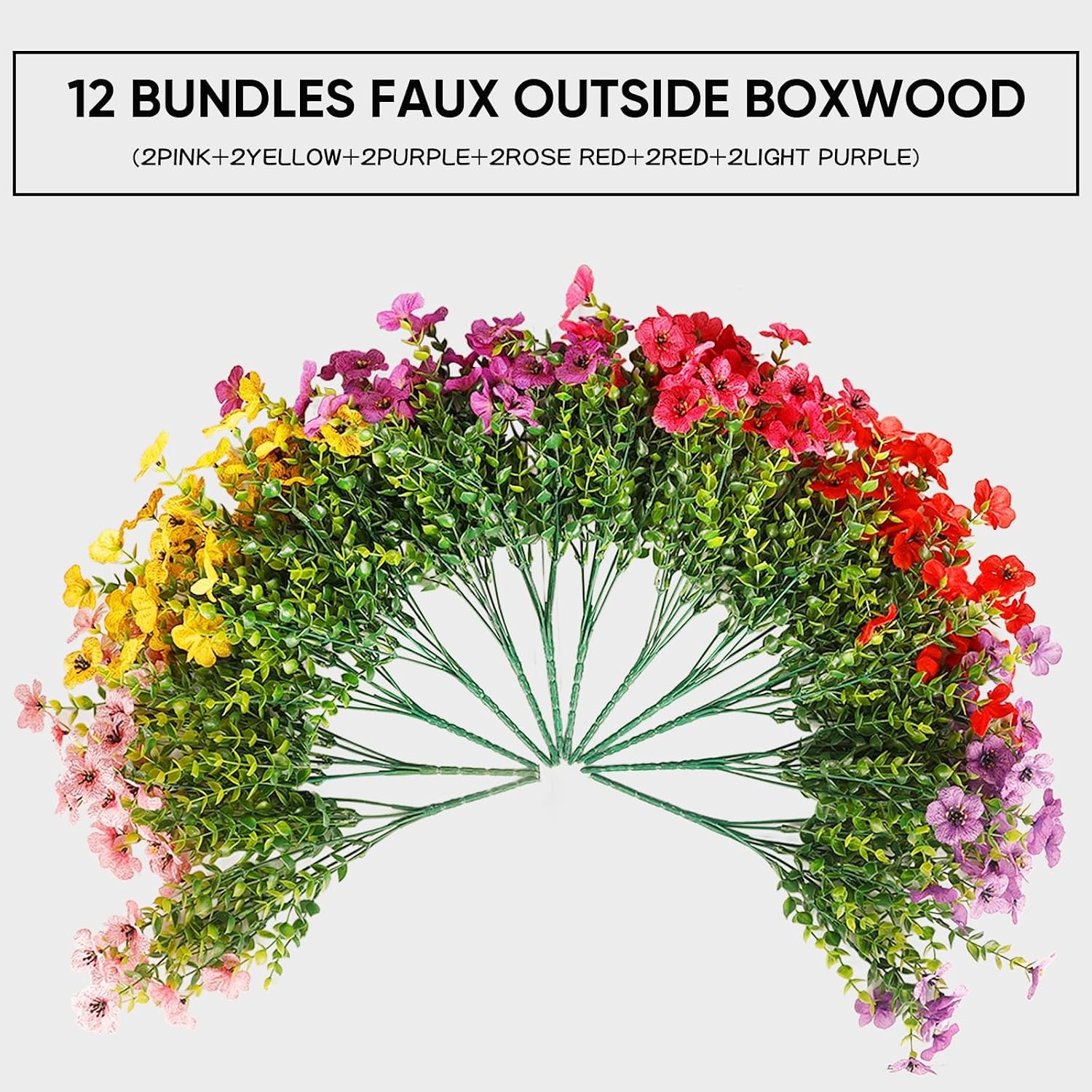 Artificial Flowers for Outdoor,12 Bundles Silk Fake Flowers,UV Resistant