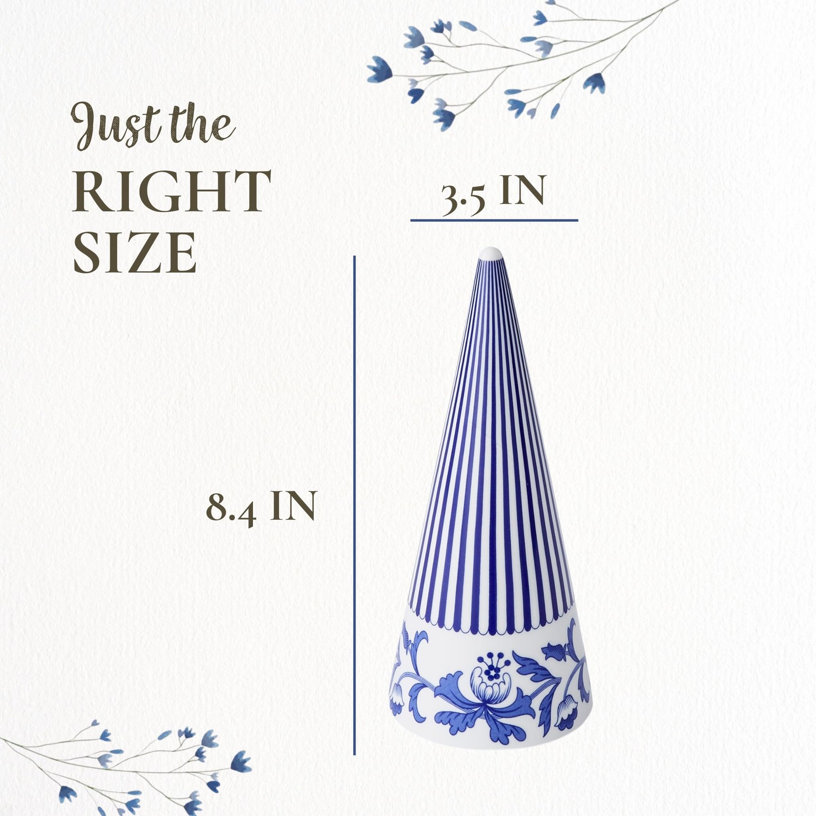– Blue Italian – Blue Italian Cone Shaped Topiary – 8 Inch – BlueWhite