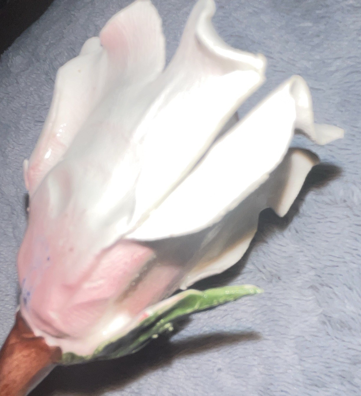 Ceramic Artificial Rose Floral Pick, Twig & Stem – Pink White Green Brown