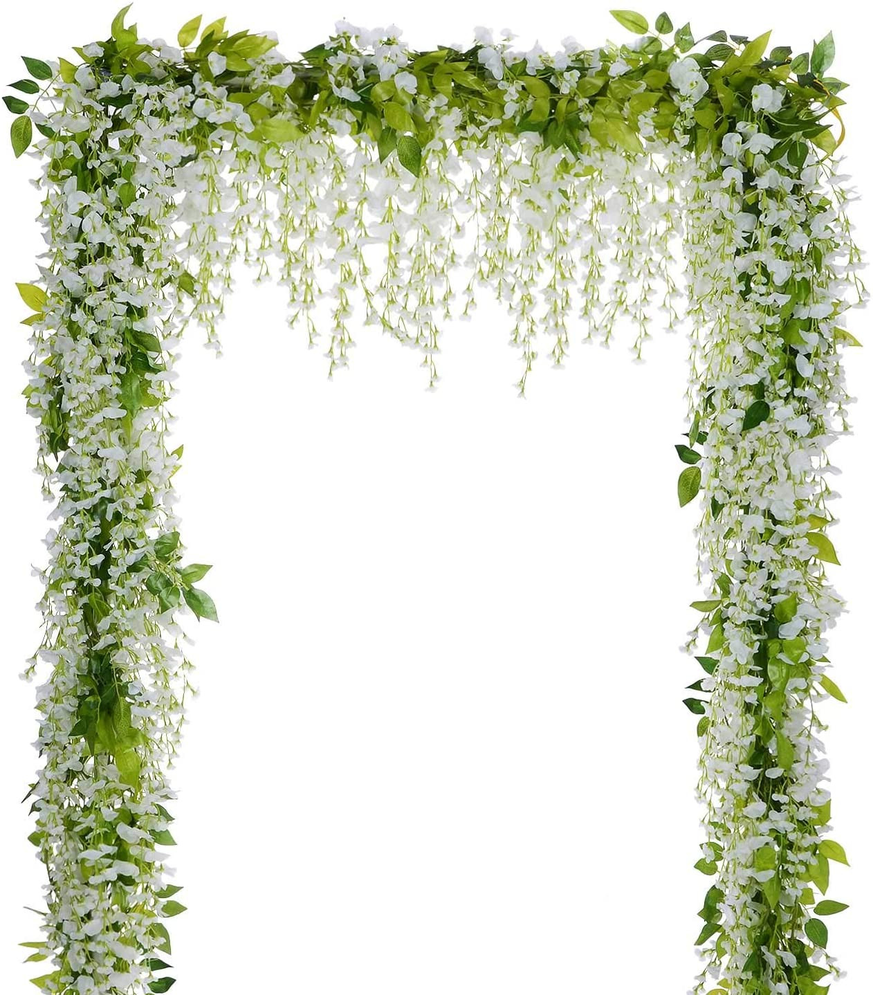4Pzs Guirnalda Flores Artificiales 28.8Ft Glicinia Seda Boda Jardin Decoracion
