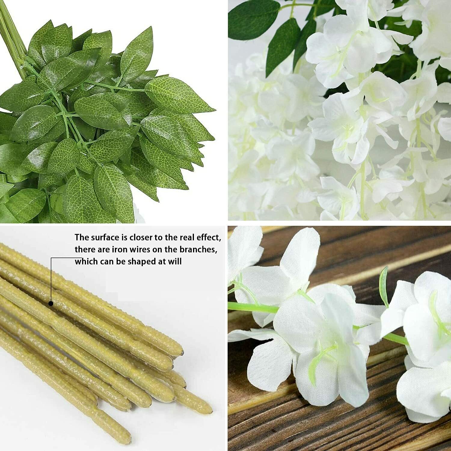12/24 Pack Artificial Fake Wisteria Vine Ratta Hanging Garland Home Party Decor