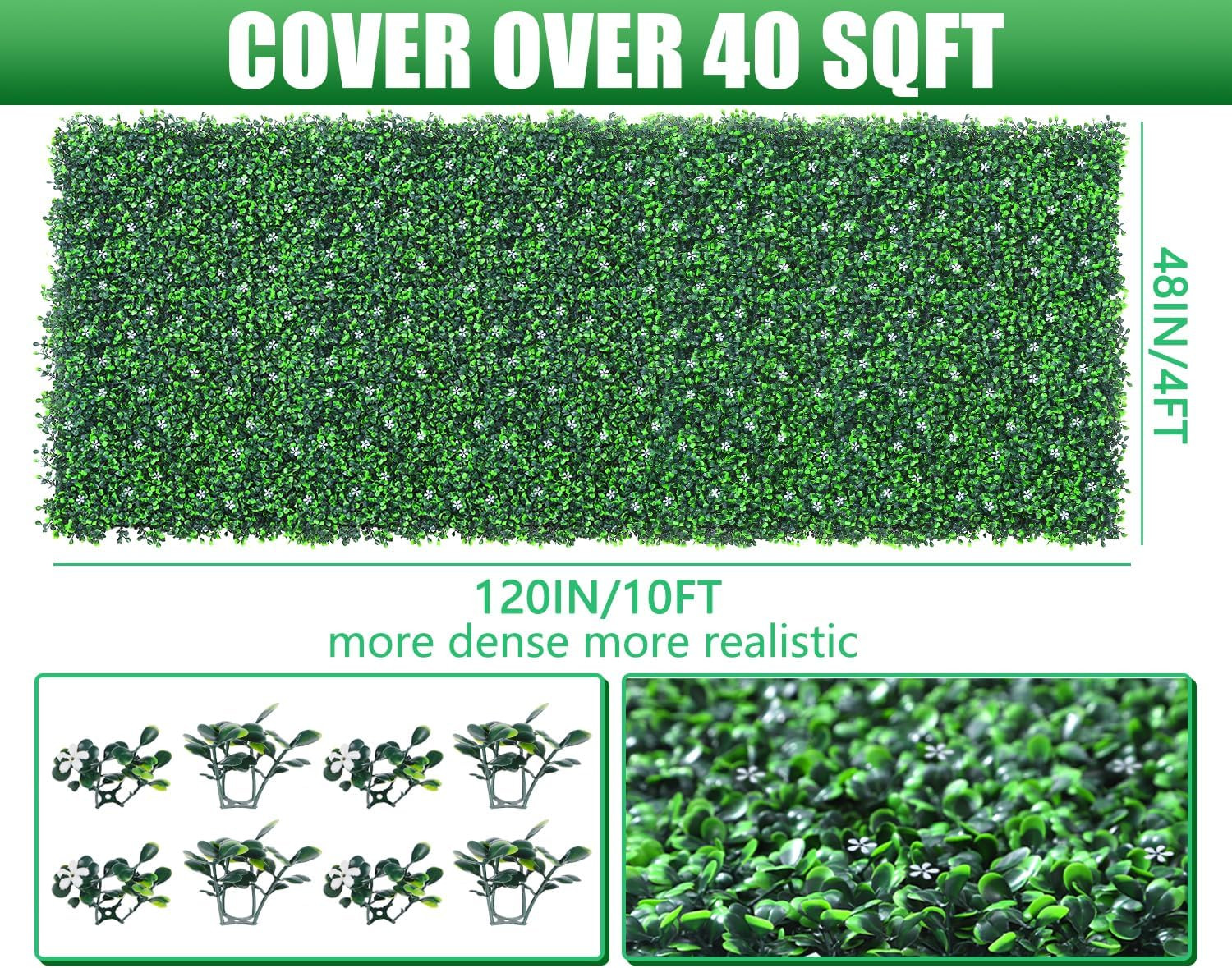 Artificial Boxwood Roll Panels with Flowers – UV-Resistant Privacy Fence Screen