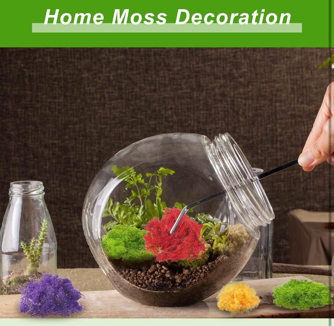 7 Oz Colored Fake Moss Preserved for Crafts Artificial Decorative Moss Faux