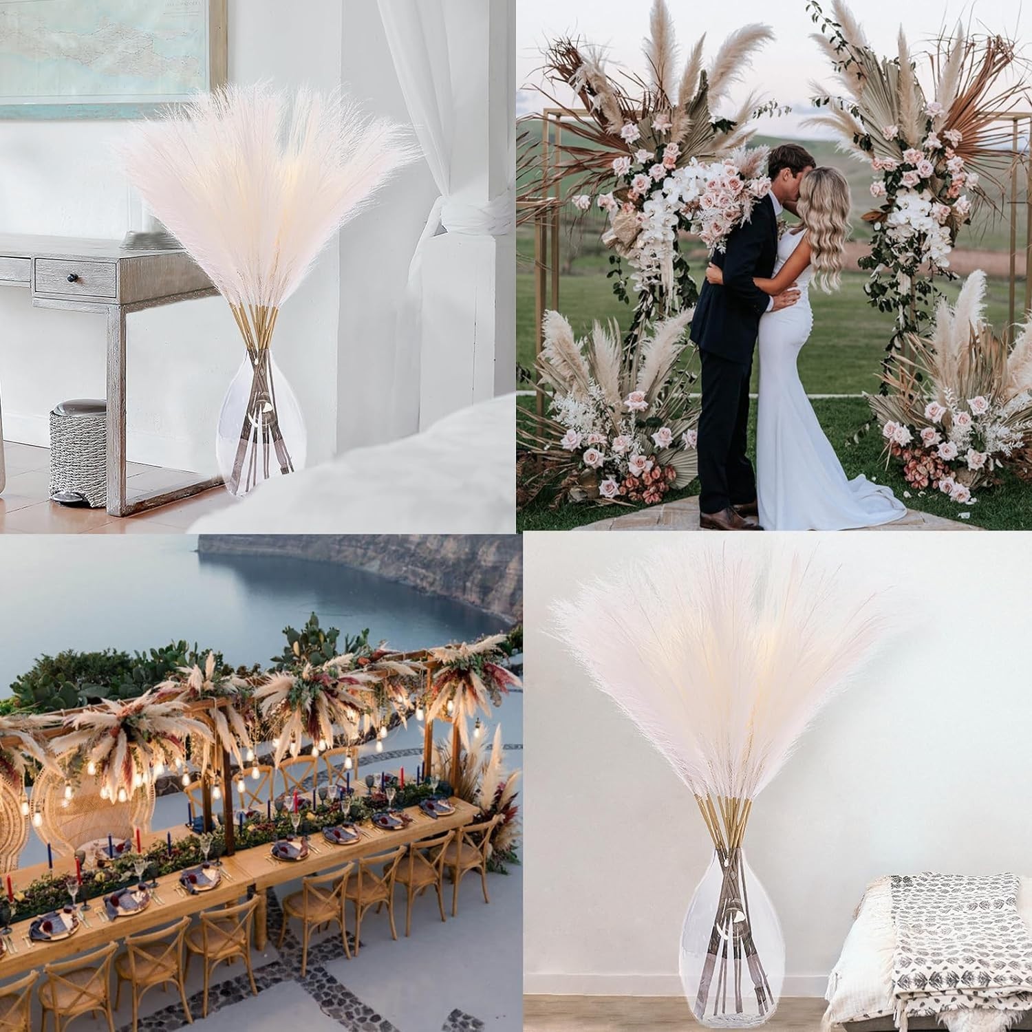 Stylish White Pampas Grass for Vase Decoration – 10 Stems