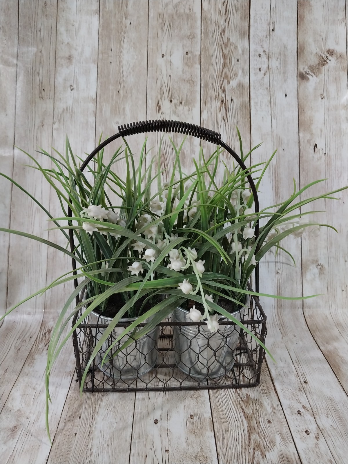 New! Faux Artificial Plant Wire Basket Pots Fake Greenery Home Decor Plants
