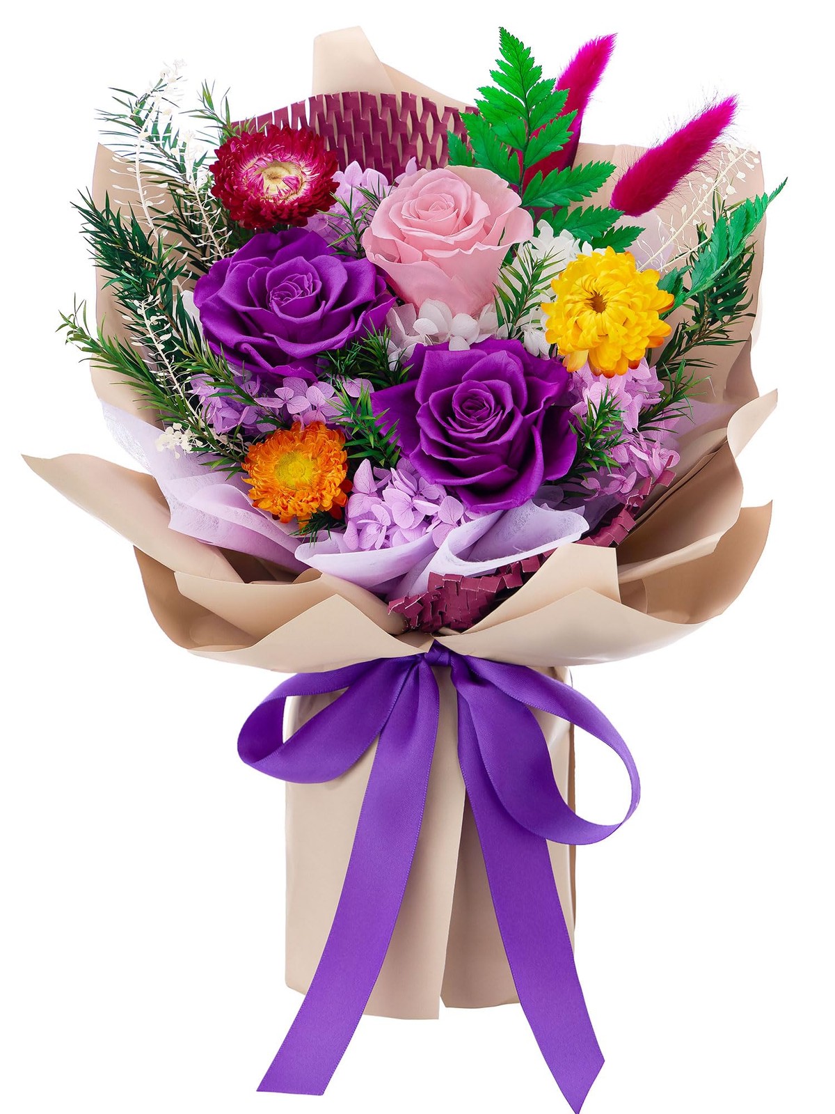 Flomoon Forever Flowers Gifts for Mom, Mothers Day Preserved Purple Paper