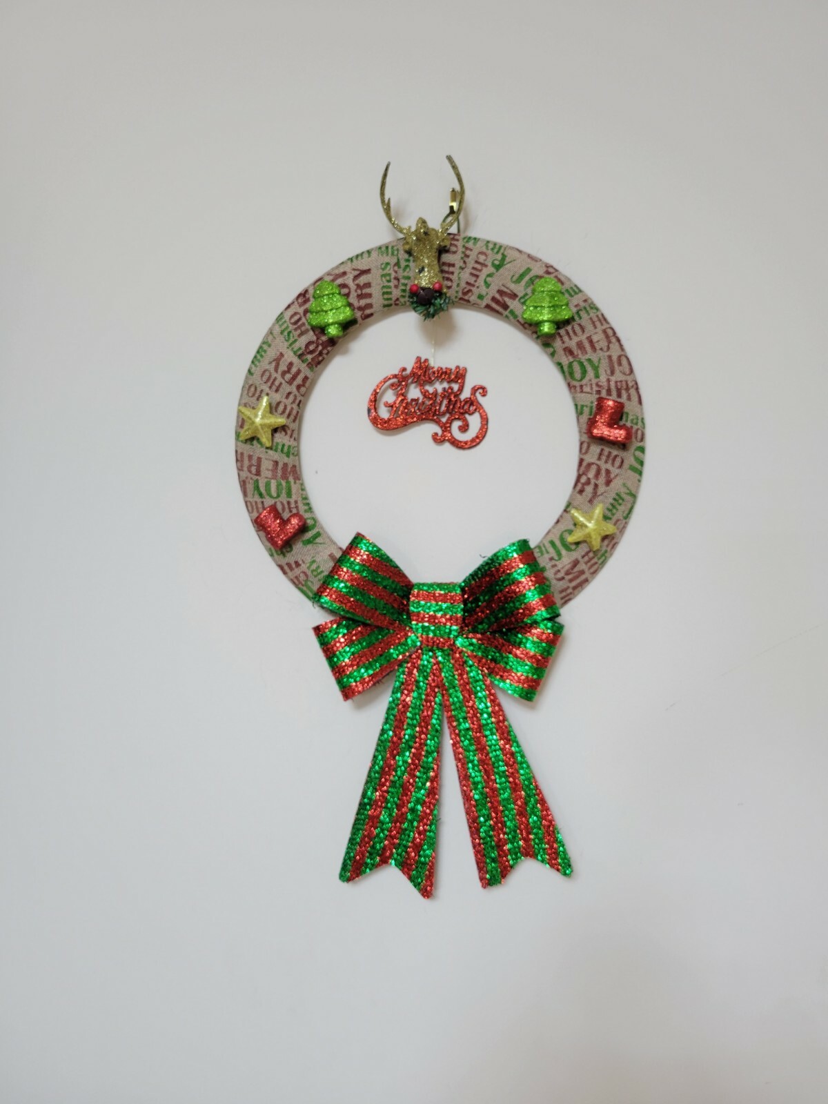 Merry Christmas Happy Holidays Mesh Front Door Wreath Wall Decoration reindeer