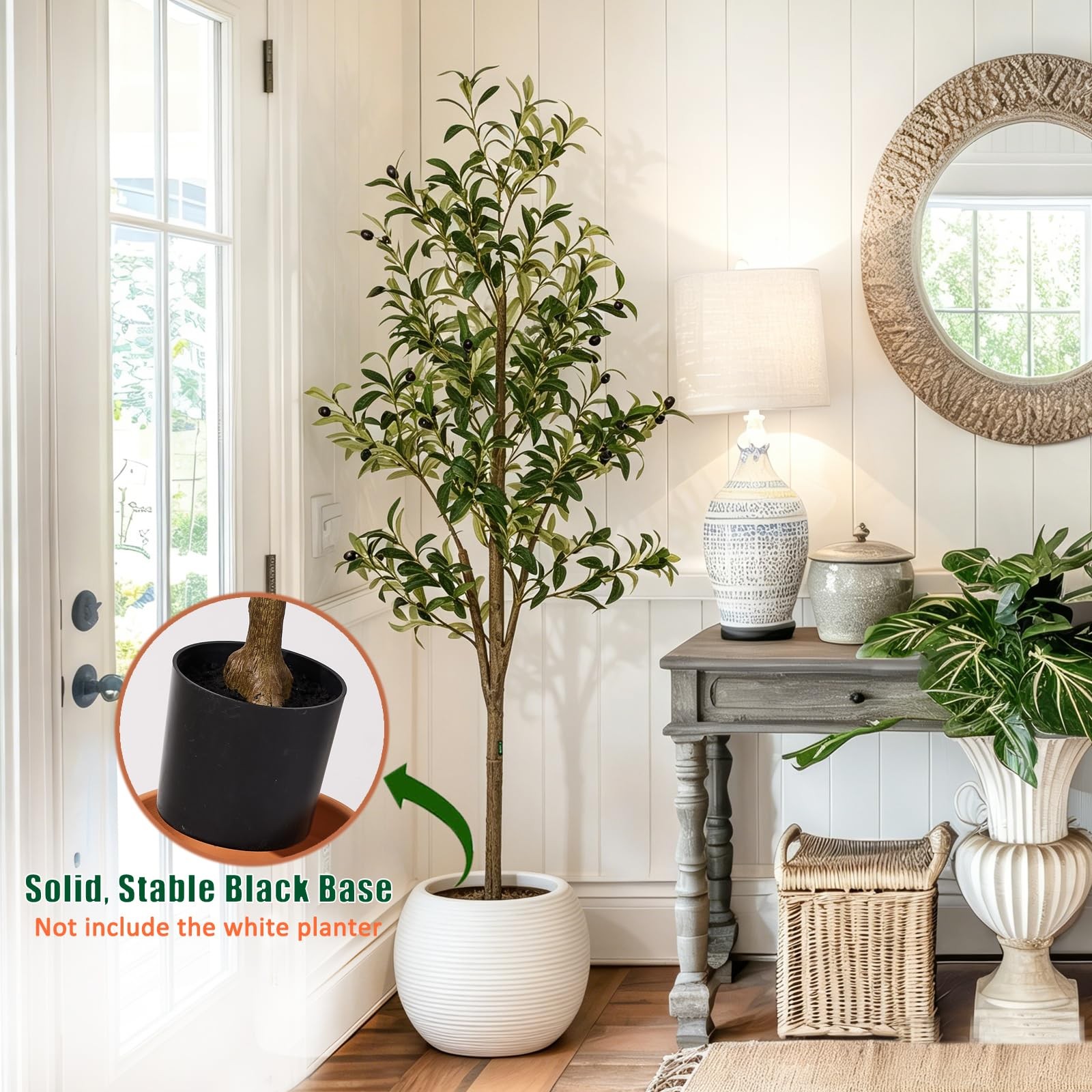 5ft Artificial Olive Trees Indoor, Faux Olive Tree with Natural Wood Realisti…