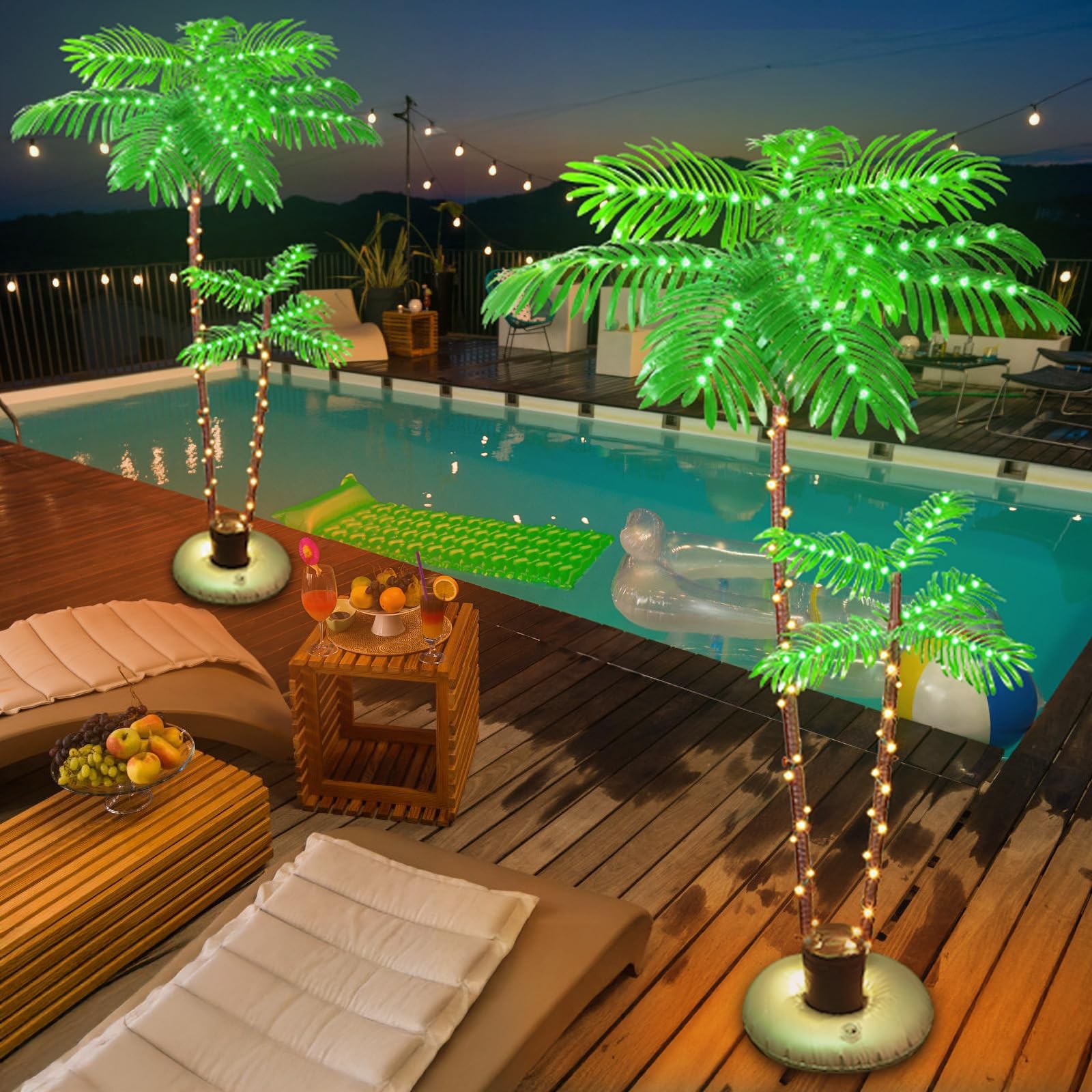 6FT Solar Palm Tree 2 Trunks 8 Modes Remote IP65 Outdoor Decor