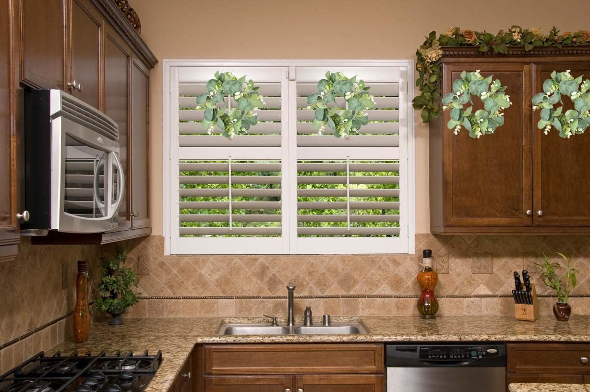 6Pcs Eucalyptus Wreath Faux Kitchen Cabinet Wreaths Artificial Greenery Wreath F
