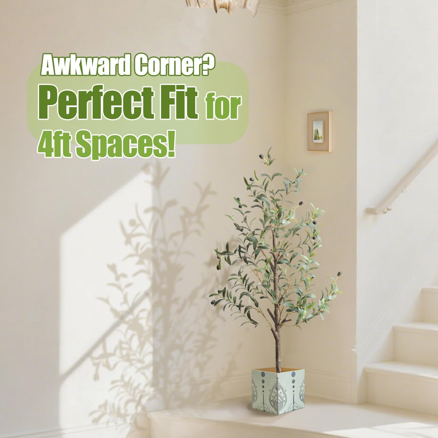 4 FT Artificial Olive Tree with Realistic Green Foliage and Natural Look Indoor