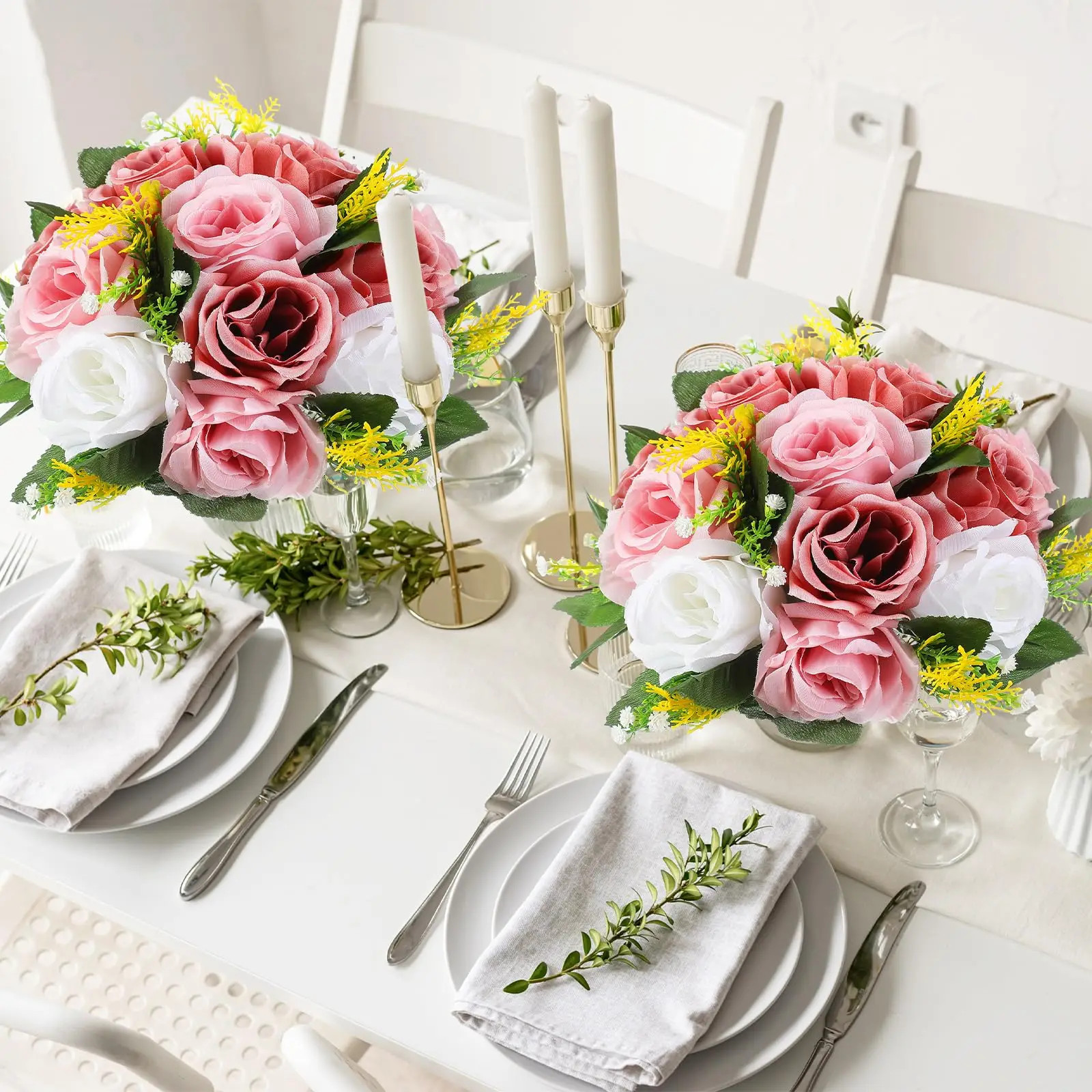 6Pcs Artificial Flowers Ball Centerpiece Table Decorations Rose Ball for Wedddin