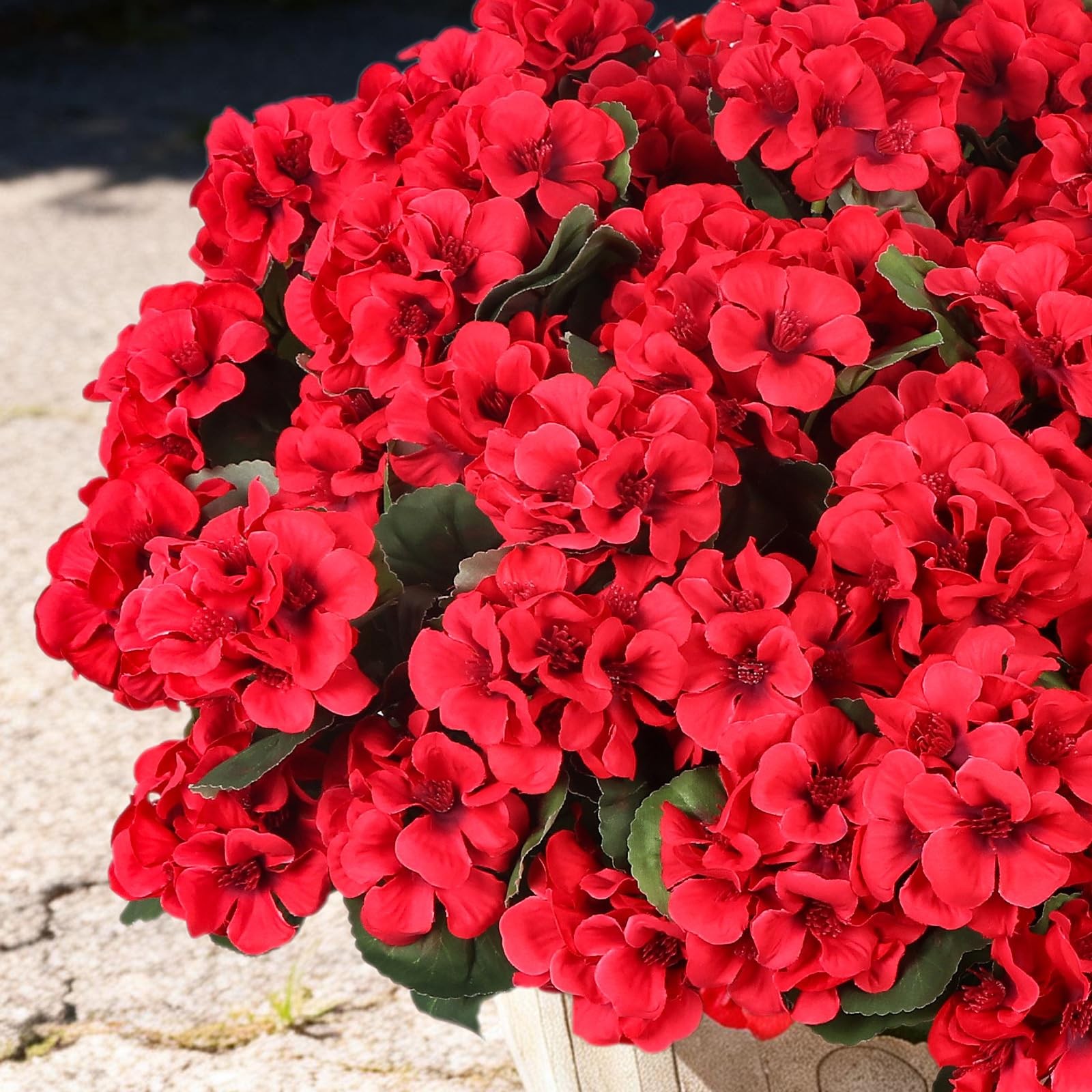 PABREY 12 Pcs Artificial Flowers for Outdoors, Faux Silk Geraniums Flowers UV…