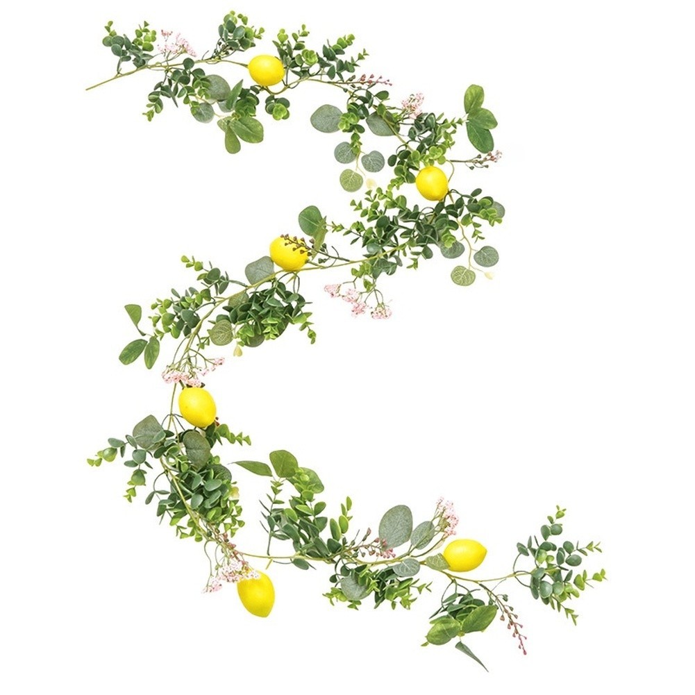 Artificial Lemon Vine with Greenery for Spring Mantel or Shelf Decoration