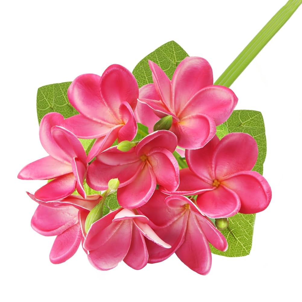 3 PCS Artificial Plumeria Flowers With Leaves,Lifelike Plumeria Frangipani Fl…