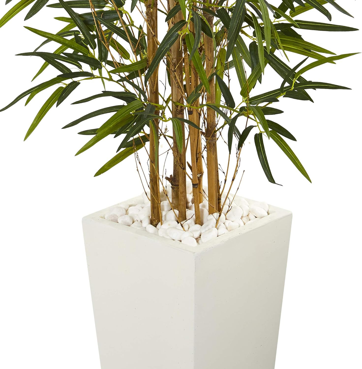 5.5Ft Bamboo Artificial Tree in Elegant White Tower Planter