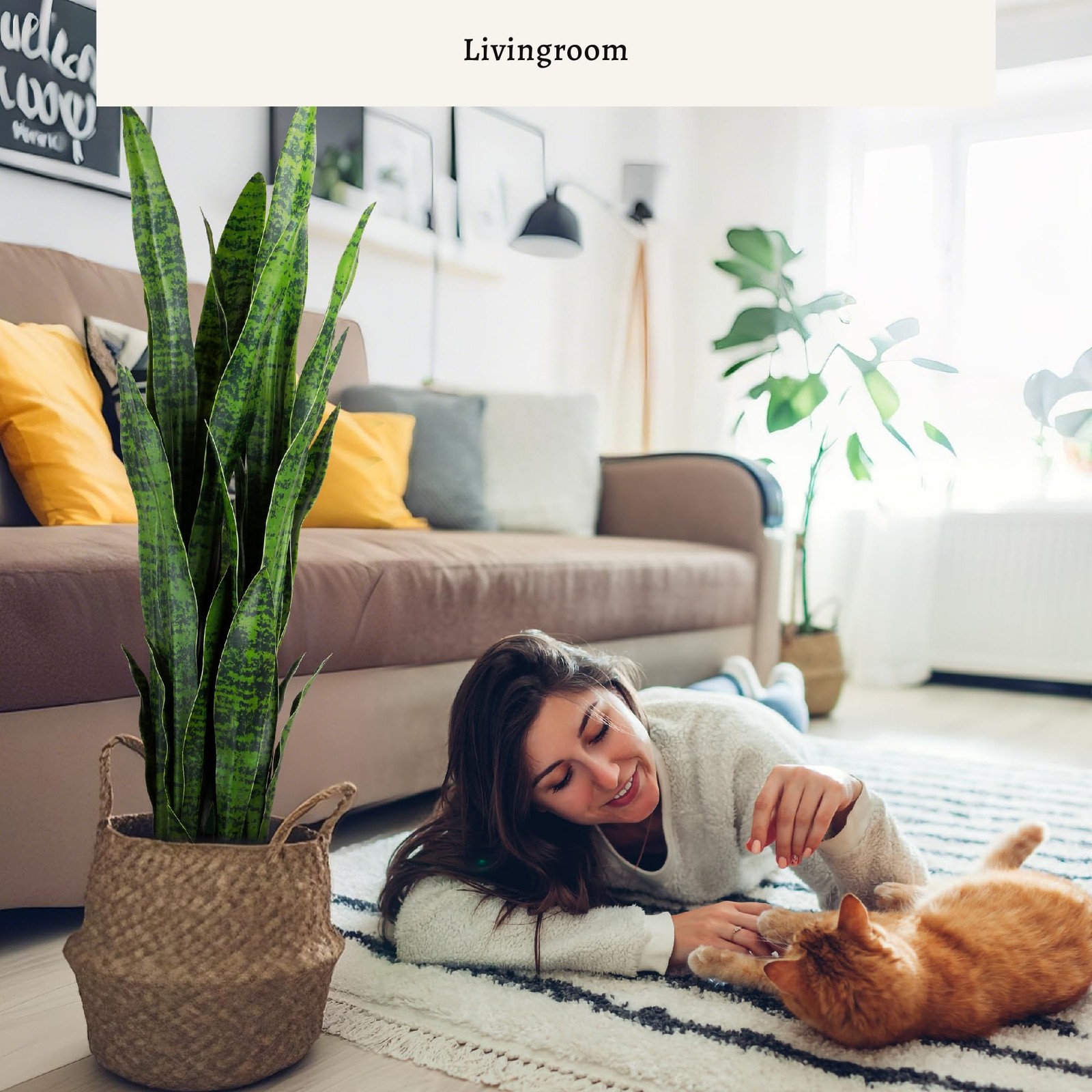 KOL 3ft 2-Pack Artificial Snake Plant – Thick Lifelike Leaves, Faux Silk Sans…