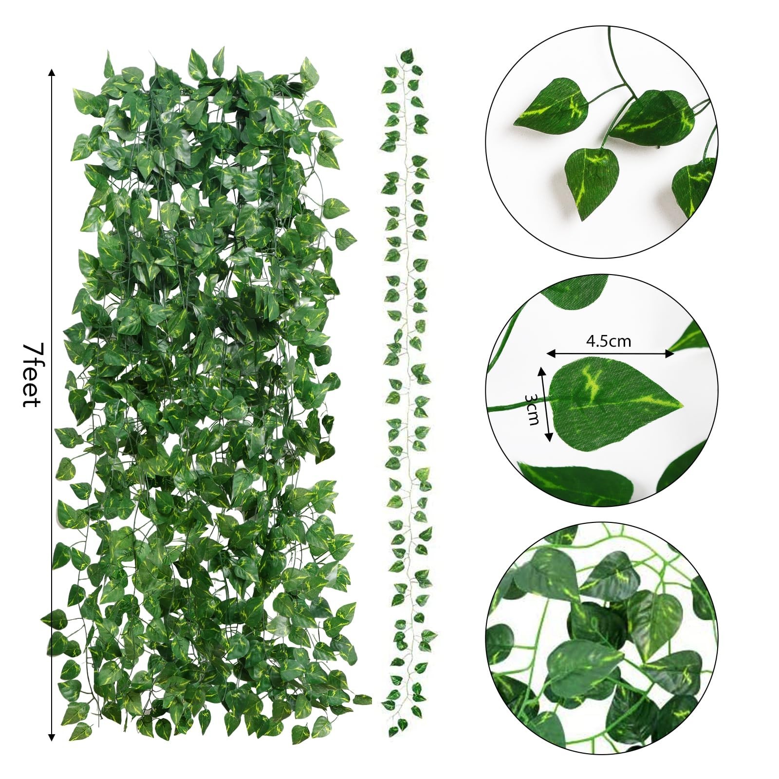 36 Pack 252ft Artificial Ivy Greenery Garland – Fake Vines for Wall Decor, Jungl