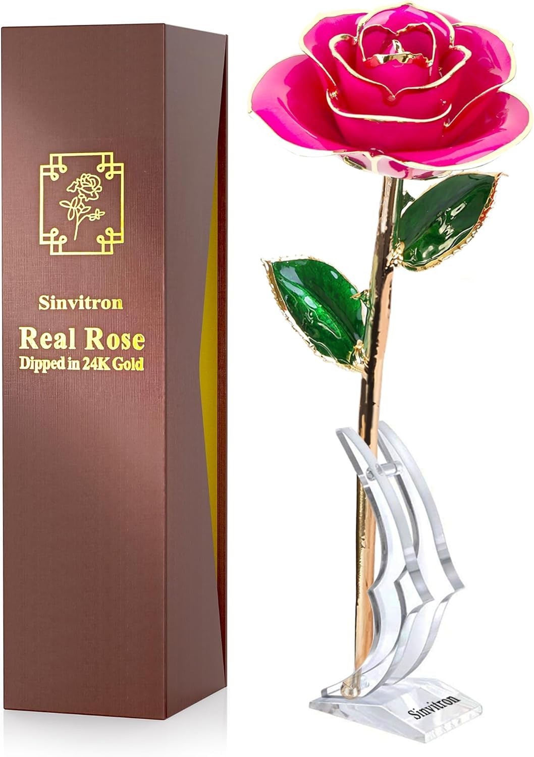 Gold Dipped Rose Eternal Flower Decor Gift for Birthdays Mother’s Day Anniver…