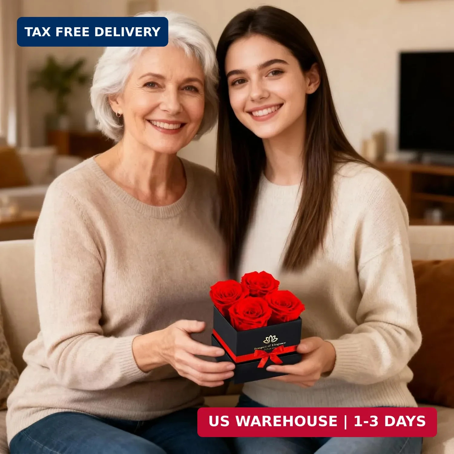 Forever Flowers Roses in A Box,Real Preserved Flowers,Preserved Roses,Preserved