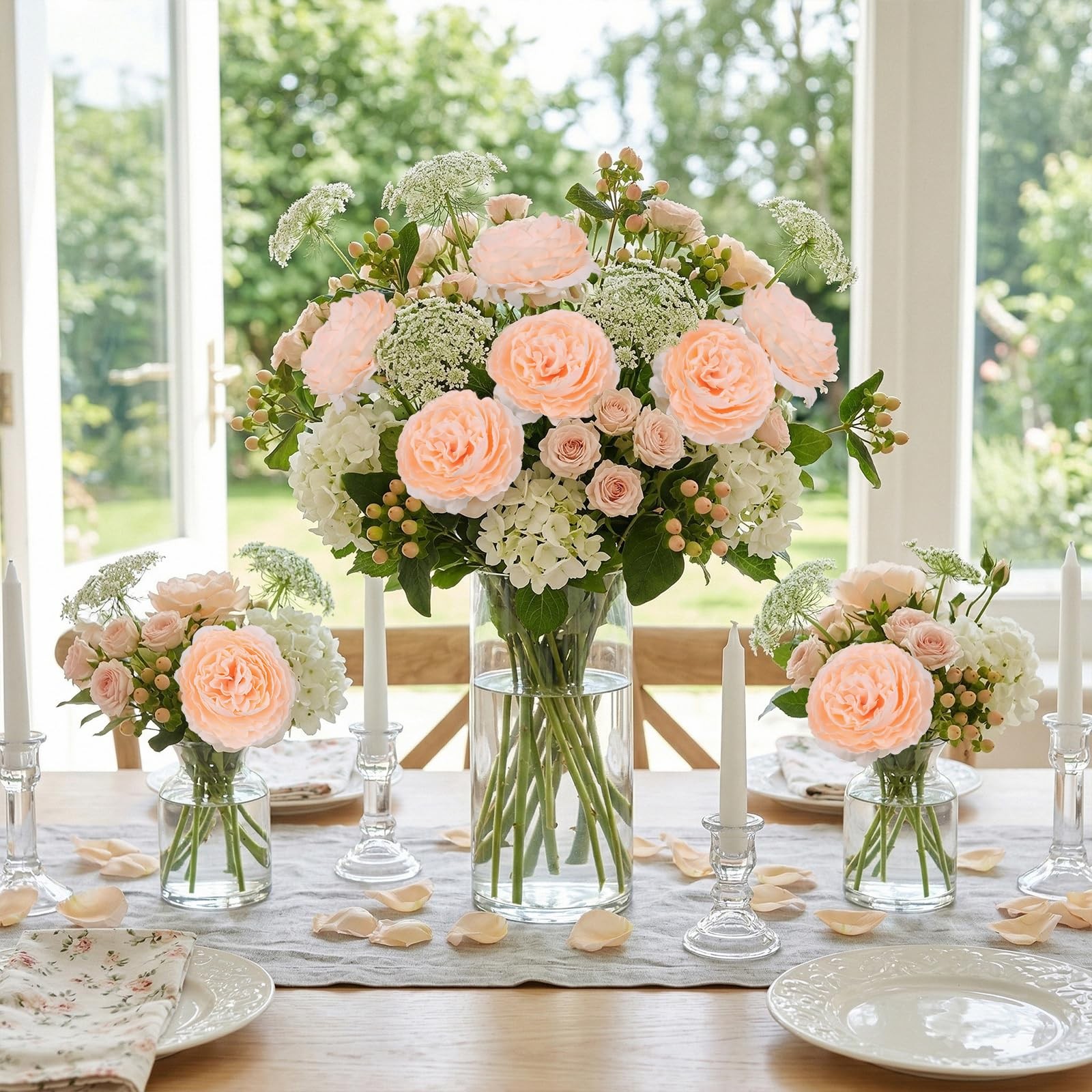 12 PCS Champagne Peonies Artificial Flowers 11 in Silk Peonies Artificial Peo…