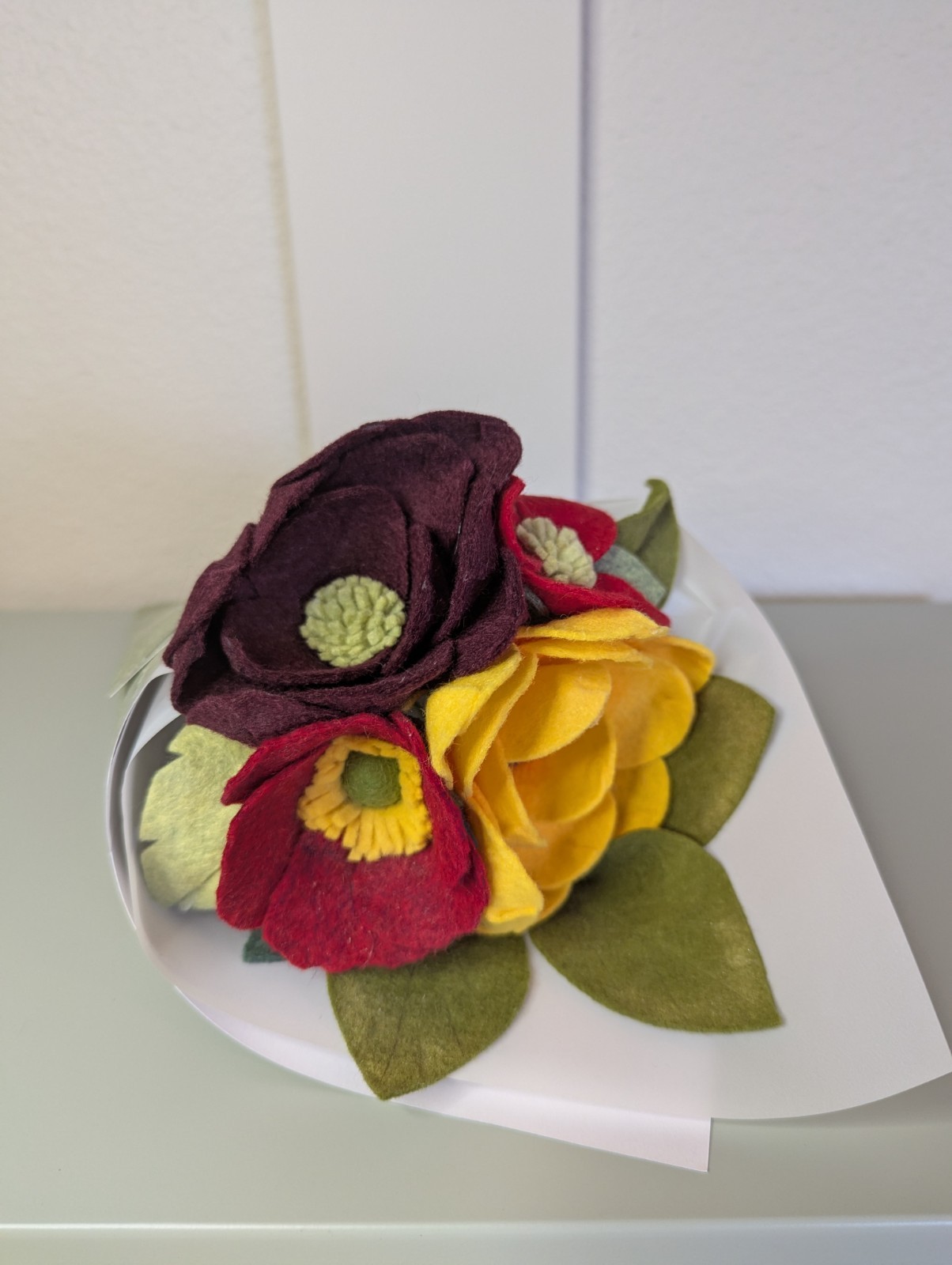Beautiful Hand Cut Wool Blend Felt Flower Bouquet Gift Wrapped/Great Gift Idea!