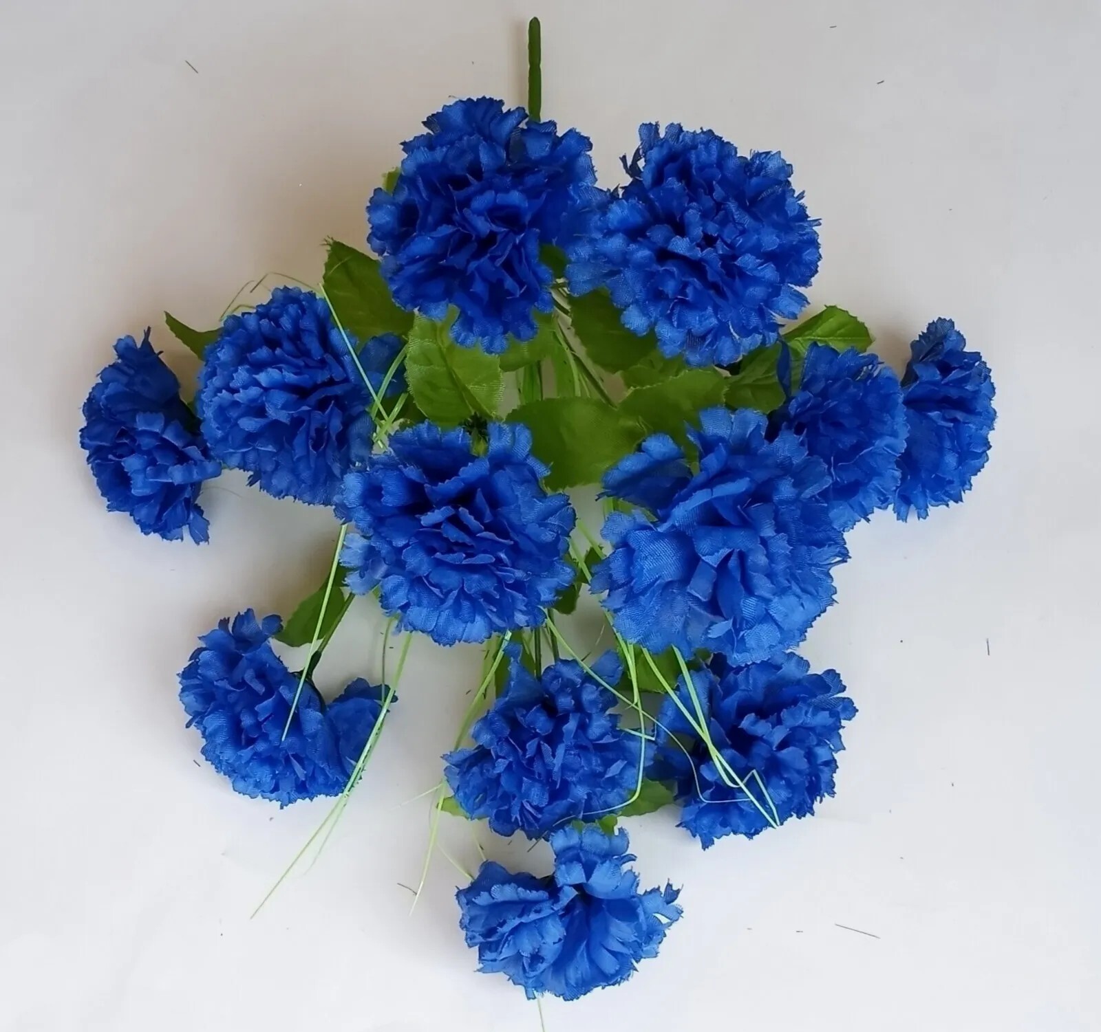 Royal Blue Carnation Bush 12-Bloom 17″ Silk Flower Holiday Home In/Outdoor Decor