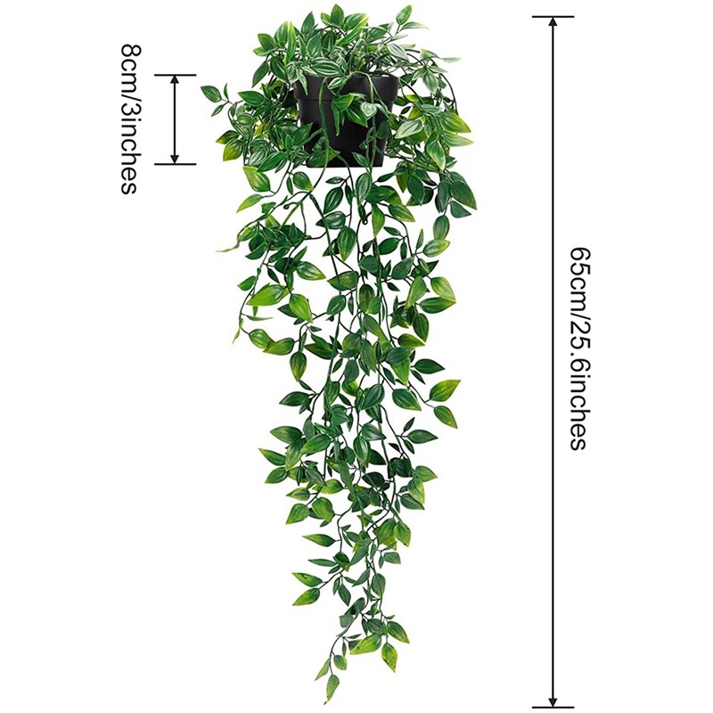 1 Pack Artificial Hanging Plants Potted Plants for Indoor Outdoor Shelf WB8