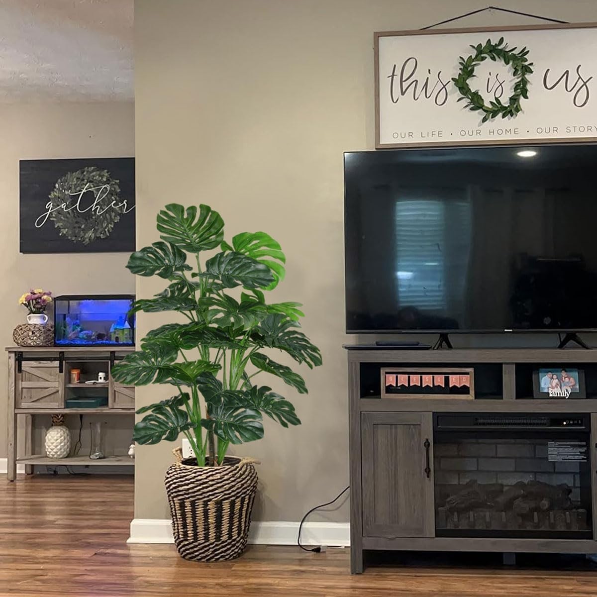 Realistic 4.5ft Monstera Deliciosa Plant with Pot Perfect for Housewarming Gifts
