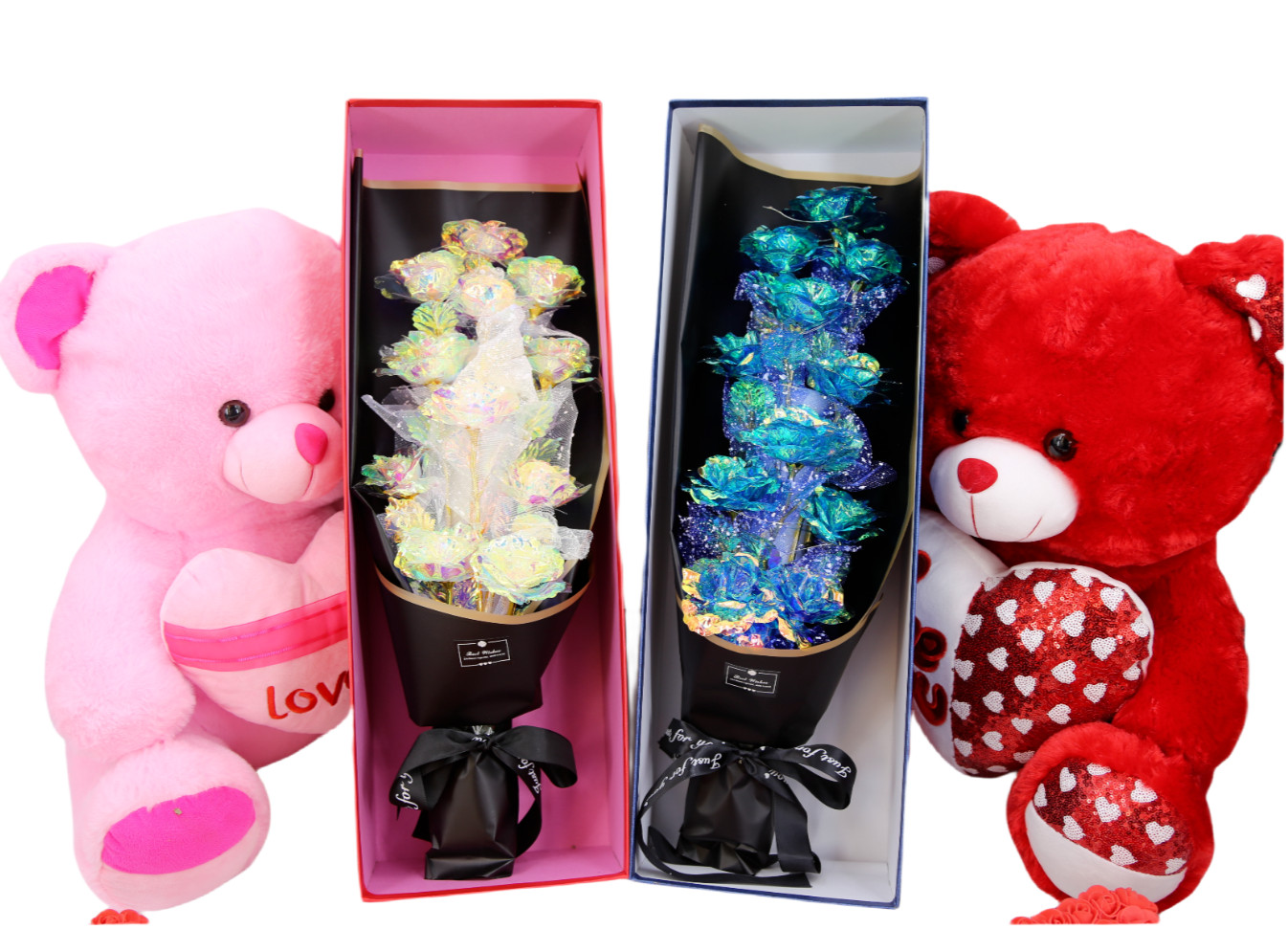 Valentine’s Gift Glowing Flower Rose Bouquet with LED – True-to-Life Elegance