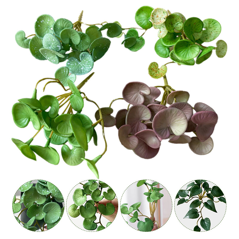 1PC Artificial Plant Mini Bouquet Copper Coin Grass Soft Glue False Green Plants