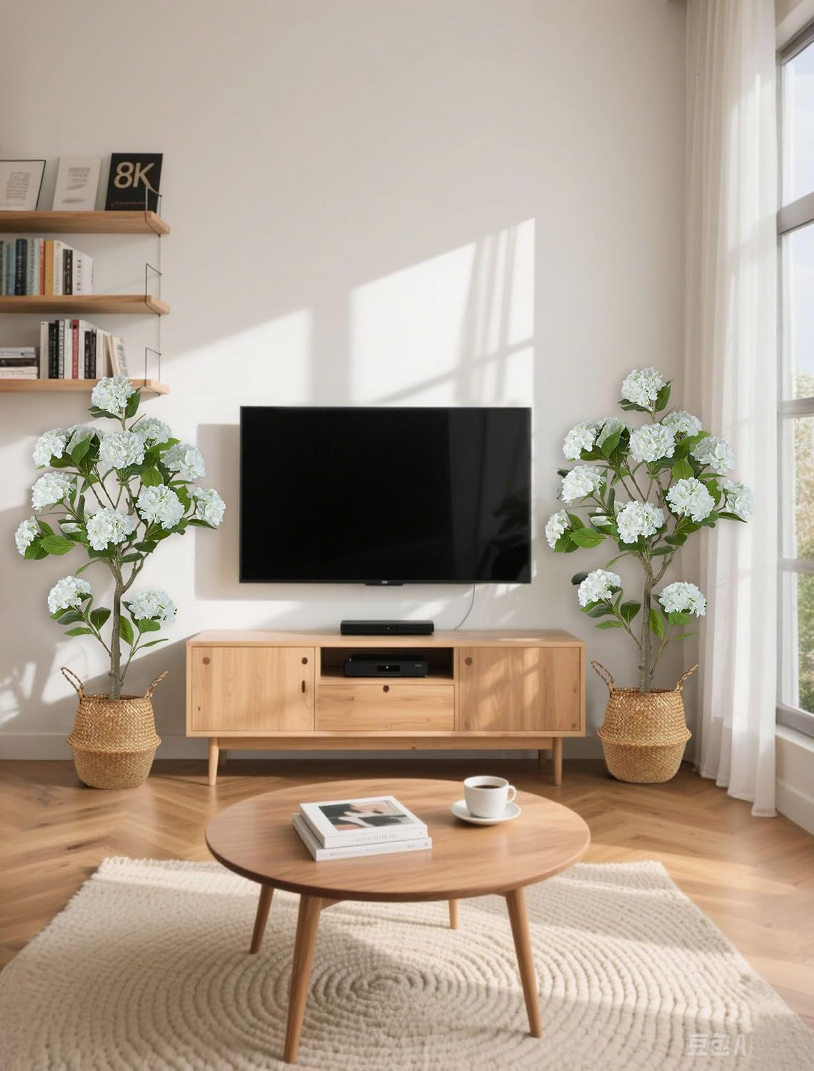 5Ft White Hydrangea Artificial Tree – Realistic Silk Plant Decor