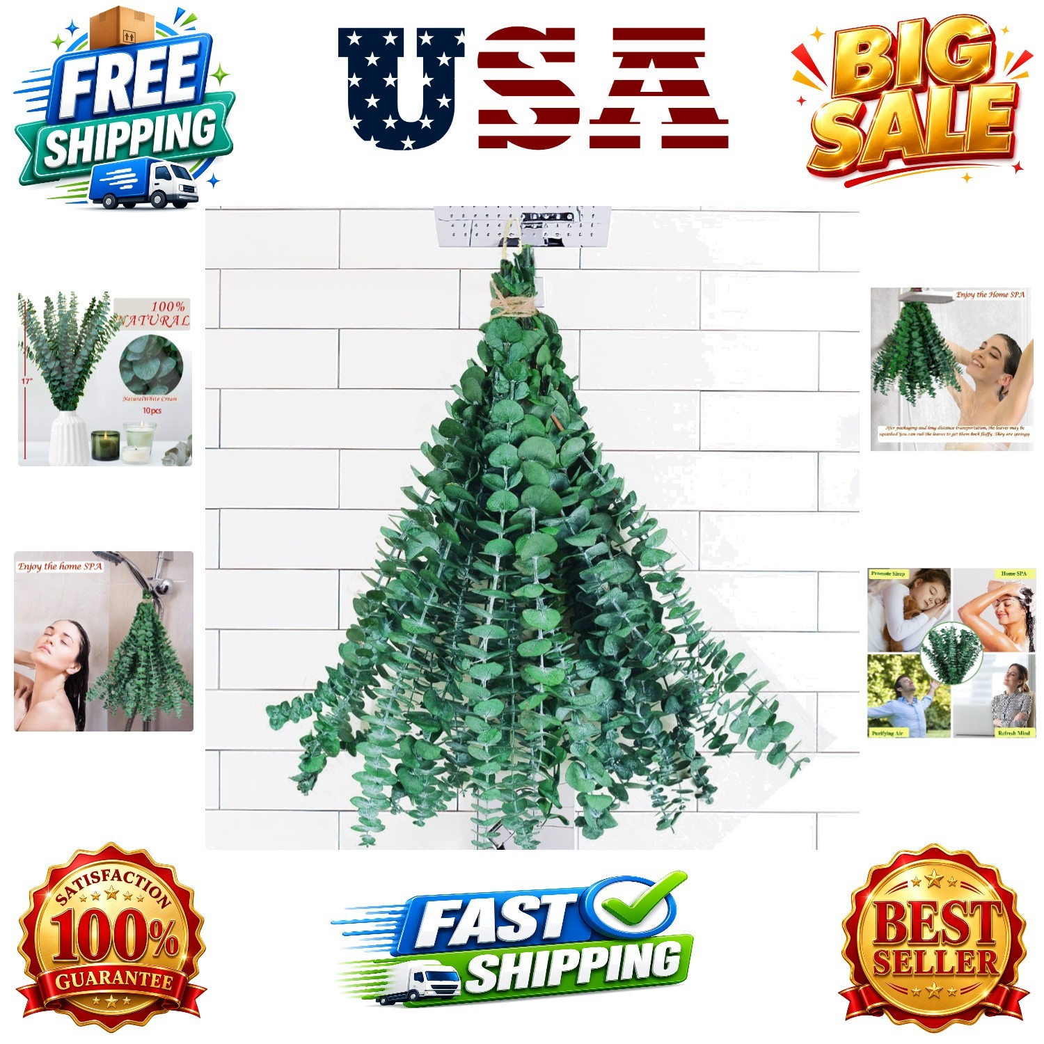 10Pcs Dried Eucalyptus Stems, 17″ Natural Hanging Eucalyptus for Shower | Rea…