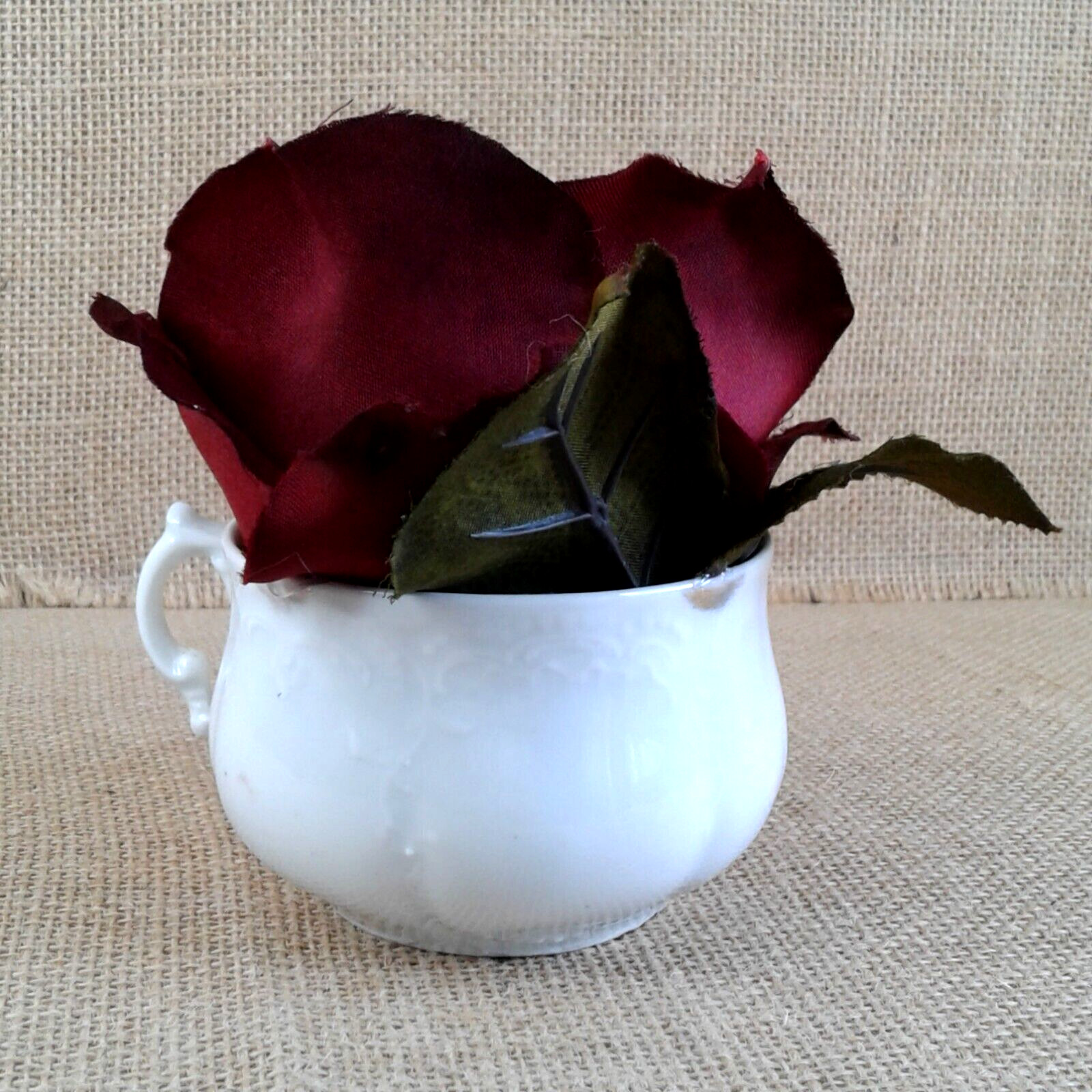 Deep Red Rose Original Floral Decor Tea Cup Chic Victorian Love Unique Gift 1457
