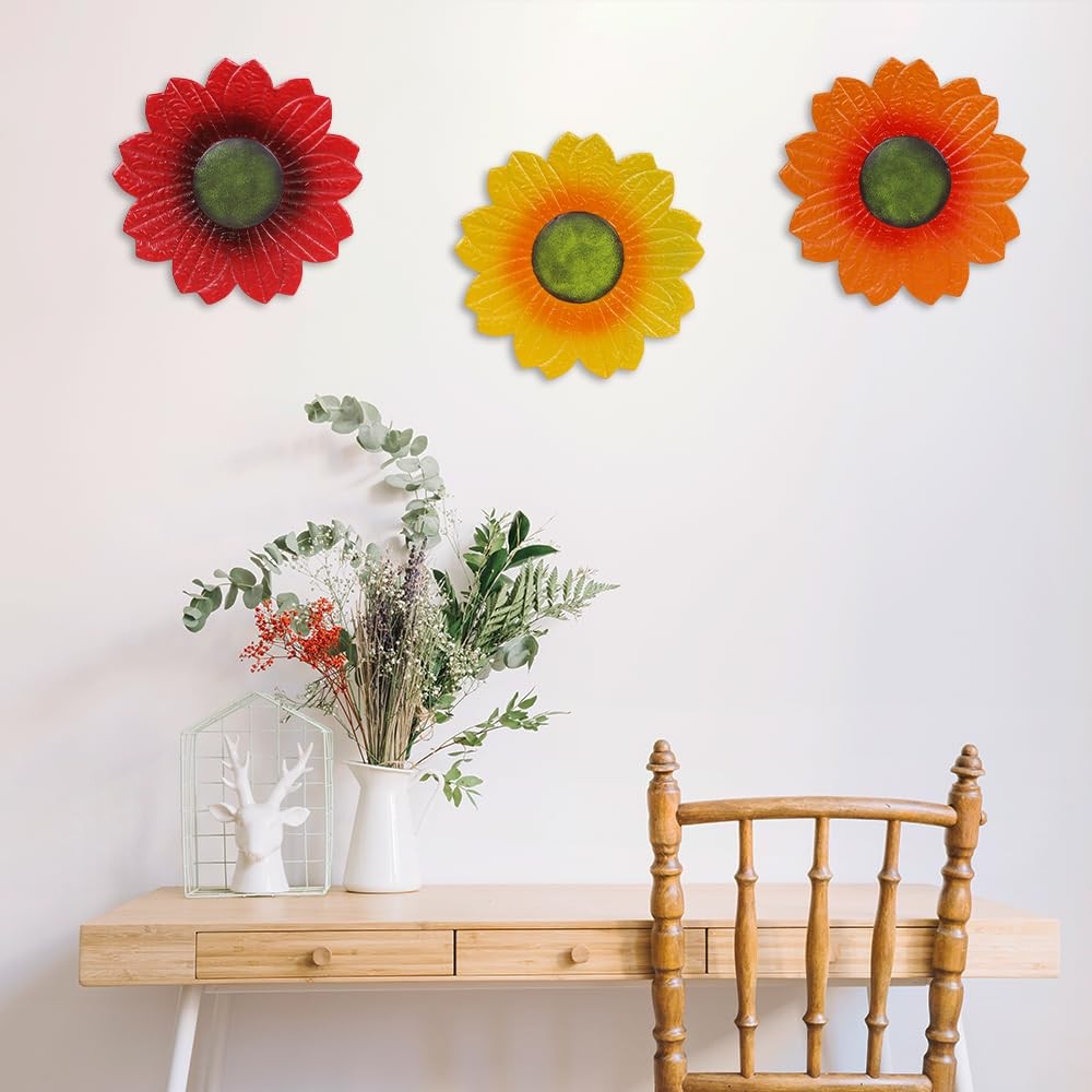 YEAHOME Sunflower Wall Decor – 9 inch 9*1.2*11in, 9″-3 Pack-Sunflower 503