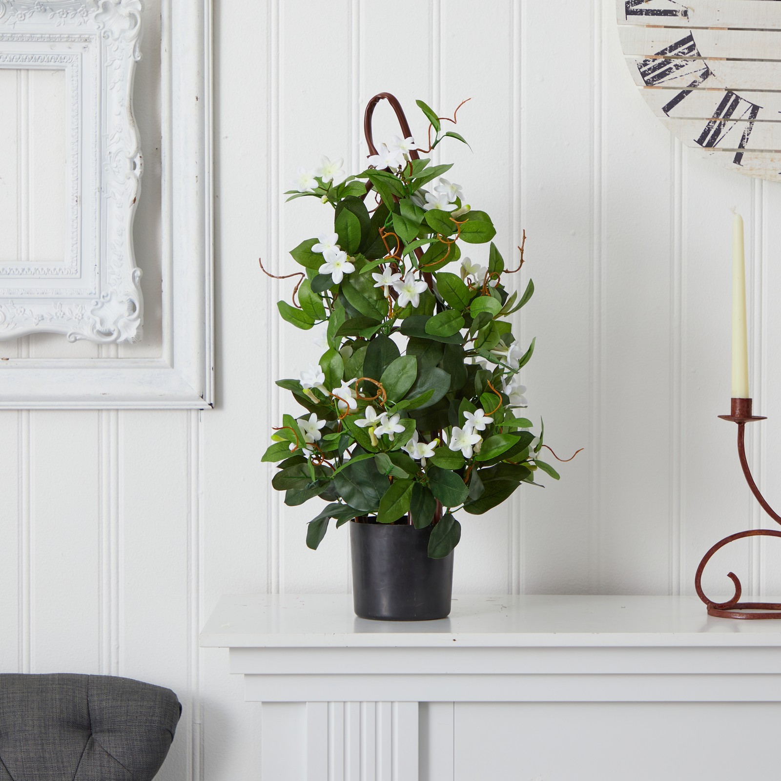 Nearly Natural 24″ Stephanotis Artificial Climbing Plant in White