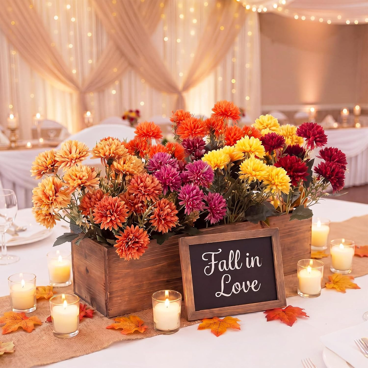 18 Bundles UV Resistant Fall Mums Flowers for Outdoor Decor and Arrangements