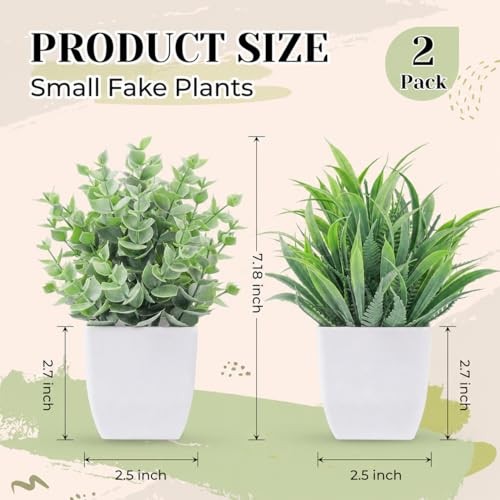 Der Rose 2 Pack Artificial Fake Plants Small Potted Greenery for Home Office Dec