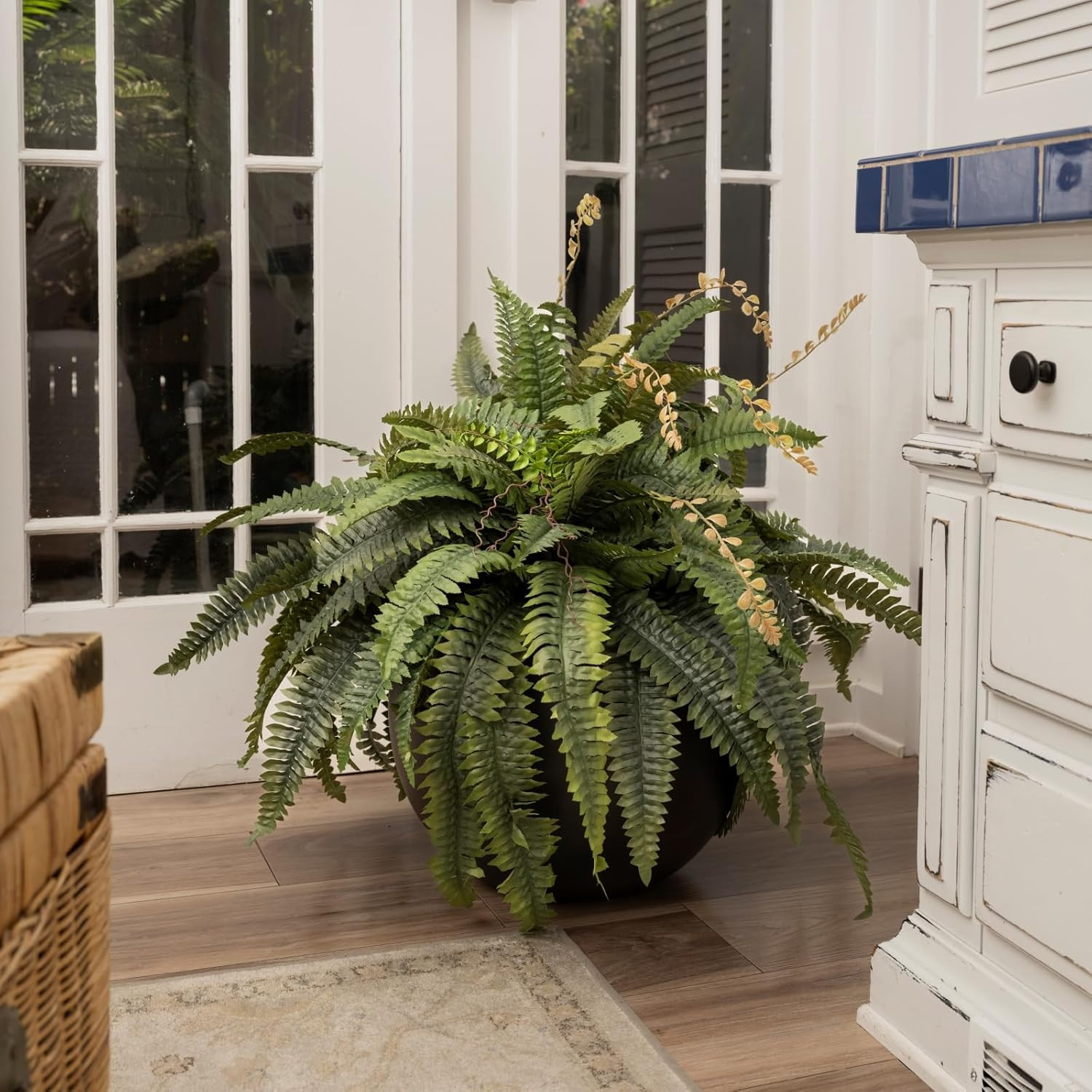 50″ Large Fake Ferns – Set of 2 Realistic Boston Ferns for Indoor/Outdoor