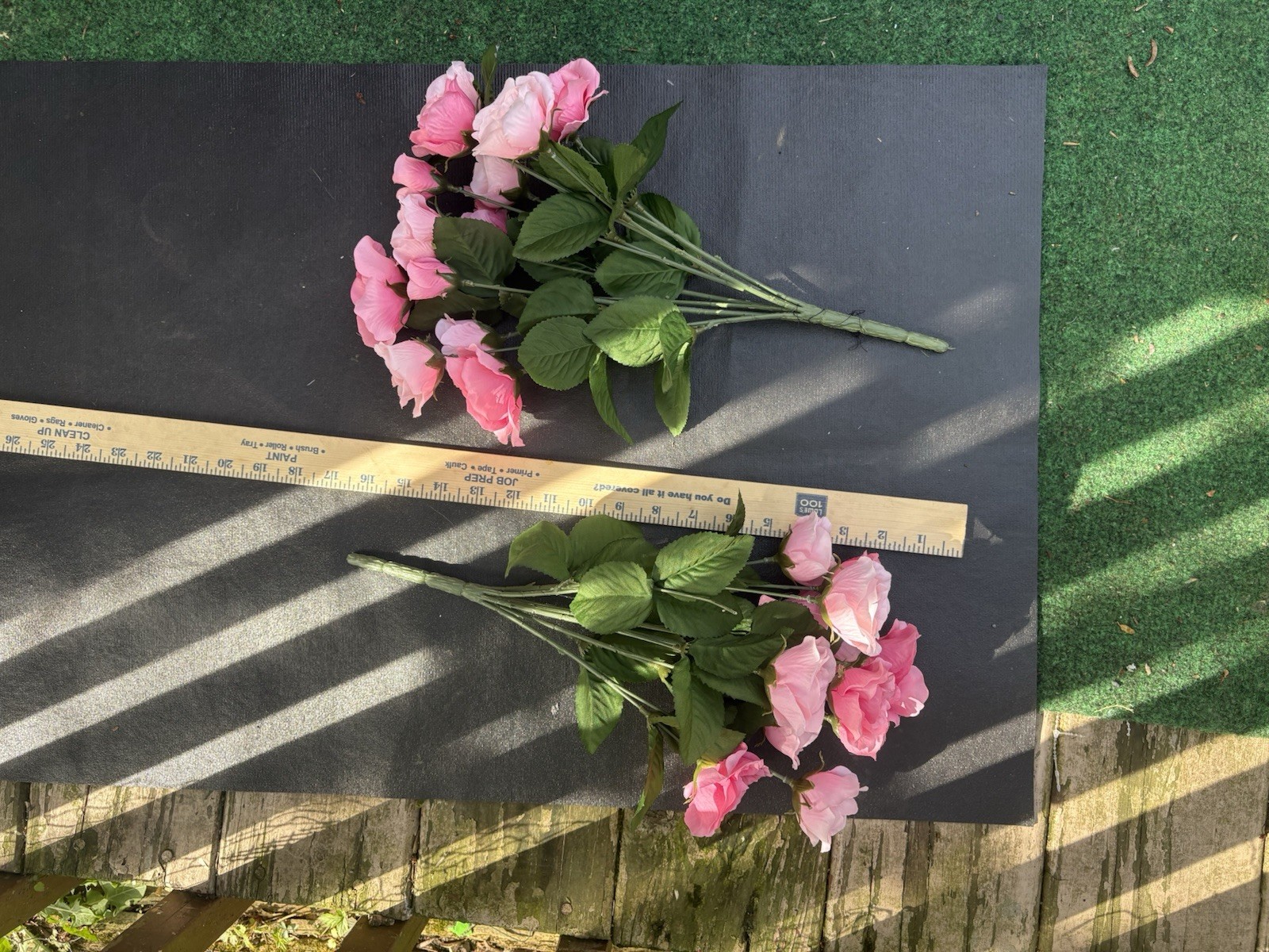 2 Hot Pink Fuchsia Roses Bush 19 Artificial Flowers Bendable 14” Silk Realistic
