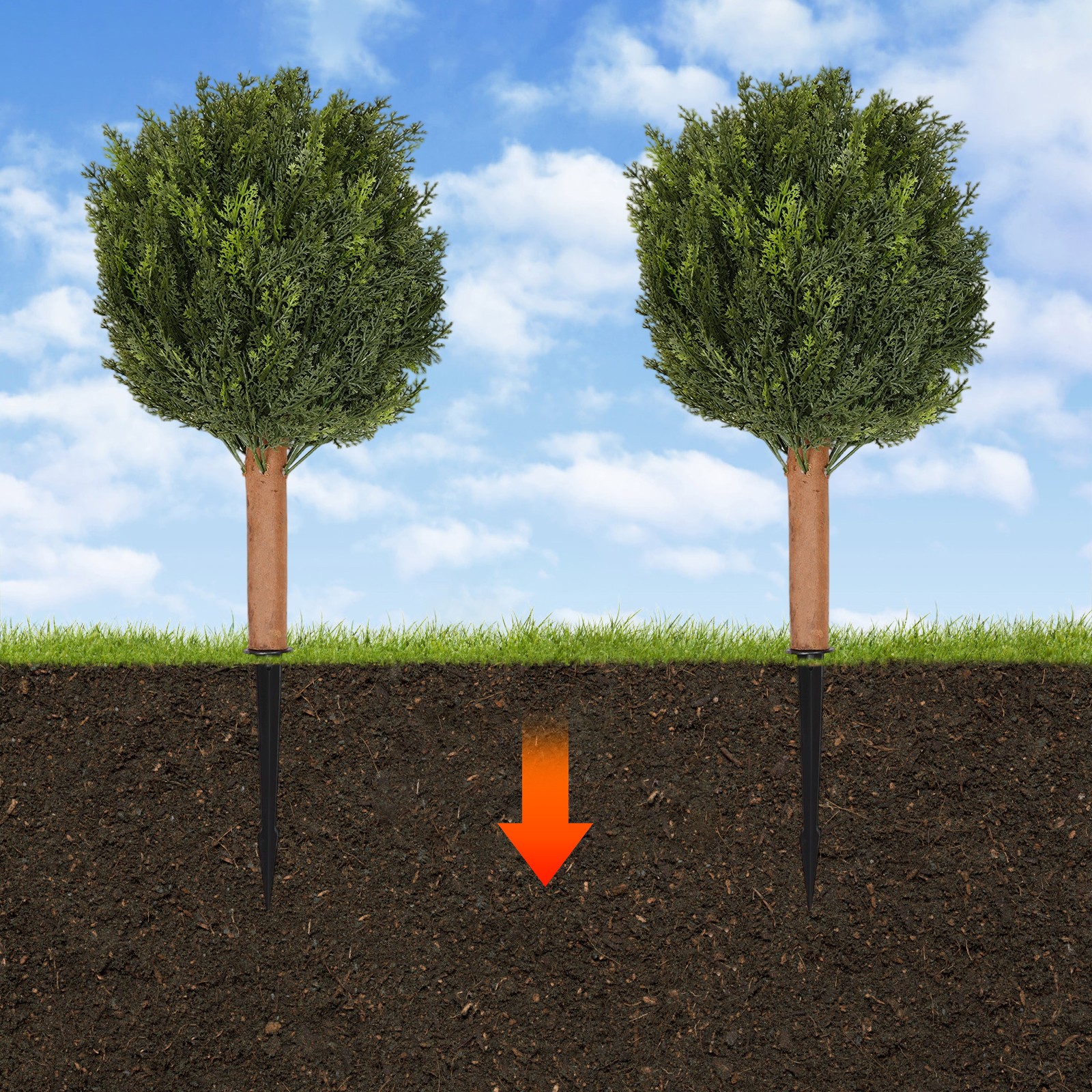 Artificial Plant Artificial Plant with Ground Spike for Indoor Outdoor Home