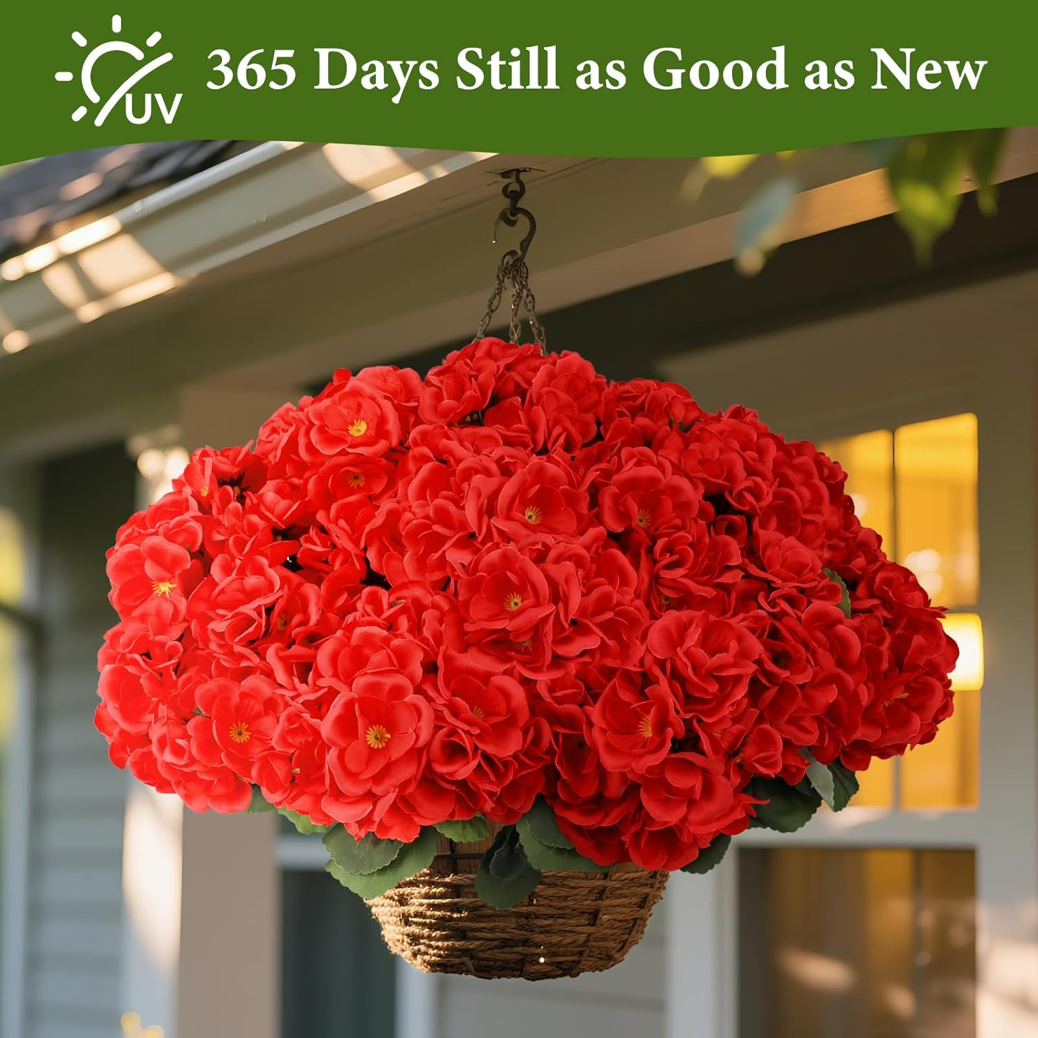 8 Pcs Artificial Geranium Flowers for Outdoors Geranium Silk Red Flower Outdoor