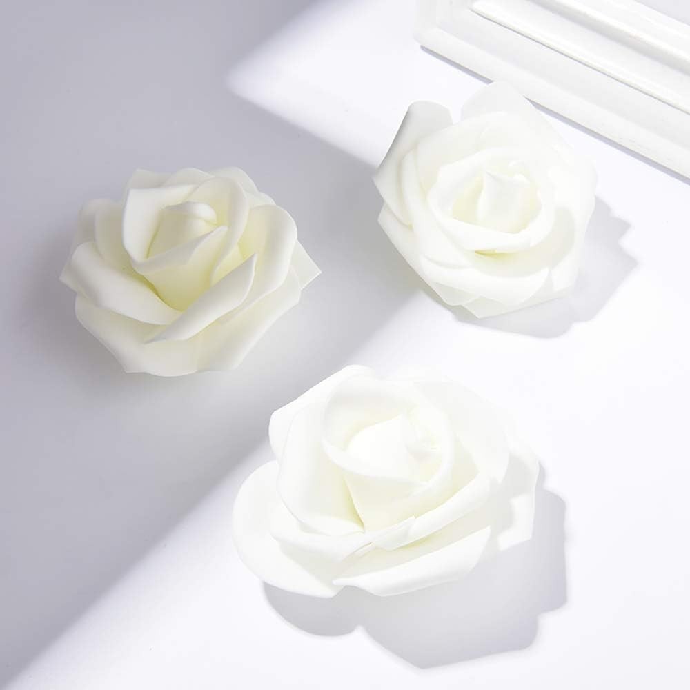 Artificial Rose Flowers Ivory Foam 100 Pcs Wedding Baby Shower Decor Party