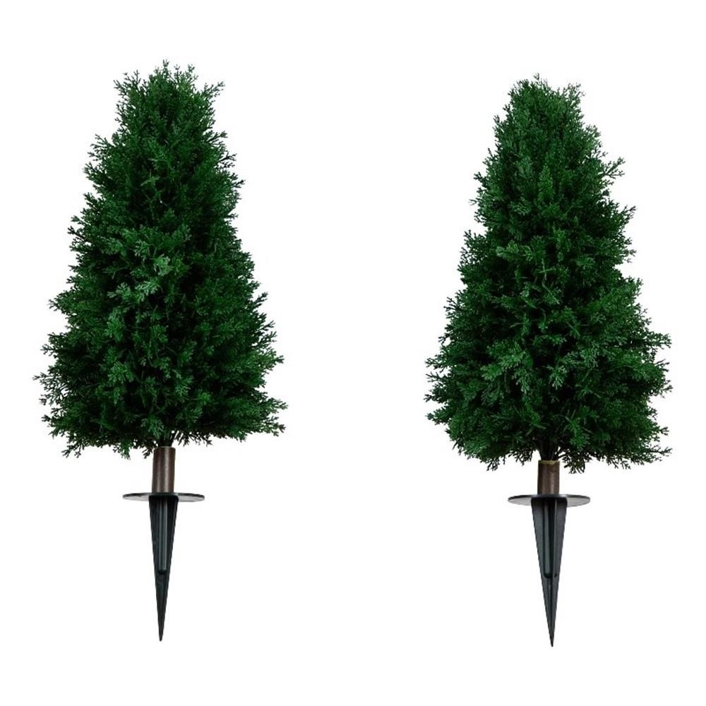 Nearly Natural 2.5ft UV Resistan Cedar Plant w/Integrated Ground Stake(Set of 2)