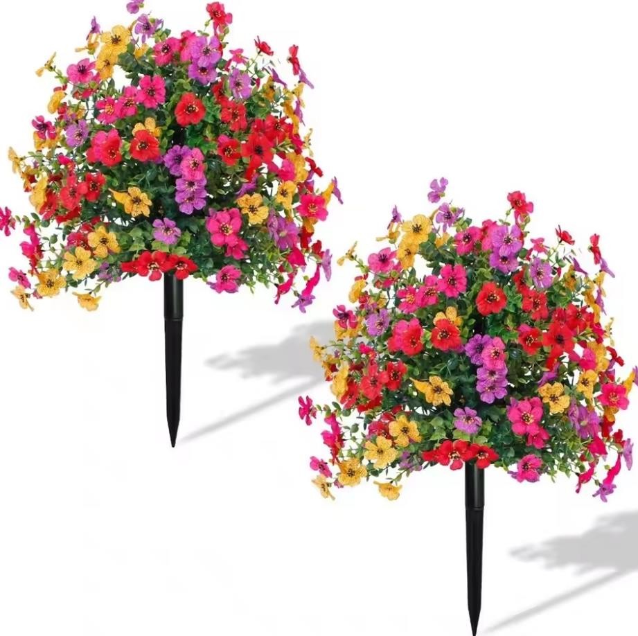 Artificial Violet Flowers with Ground Spike Fake Plants Garden Patio Yard Decor