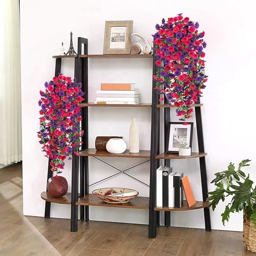 Artificial Hanging Flowers for Outdoor, 2pcs Fake Plants Hot Pink Dark Purple
