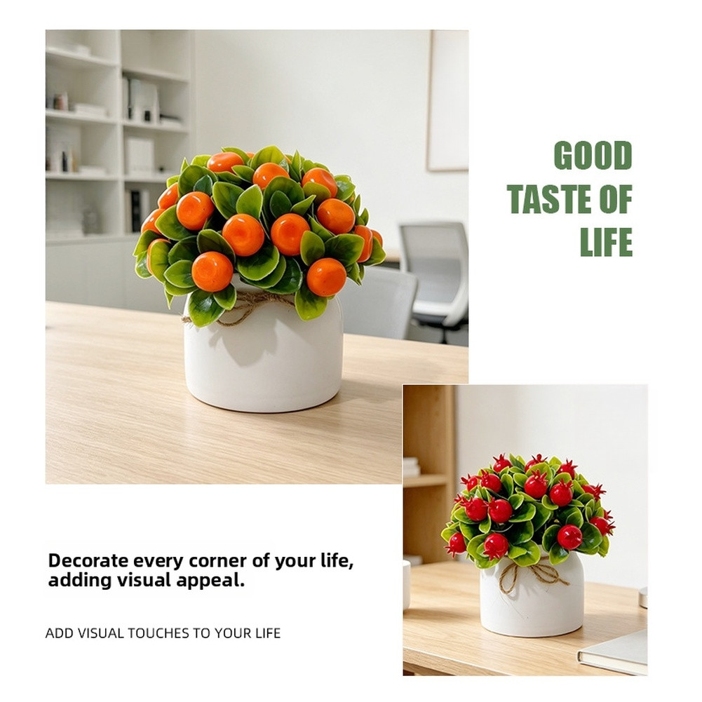 Tabletop Artificial Fruit Bonsai 27 Pcs Potted Plants for Home Office Decor