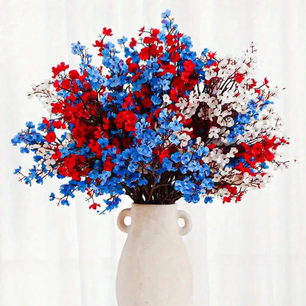 15pcs White Blue Red Mixed Color Artificial Flowers Gypsophila Fake Plants