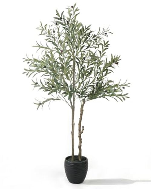 5.2ft Artificial Olive Tree Indoor, Tall Faux Olive Trees, 5.2FT Matte Black